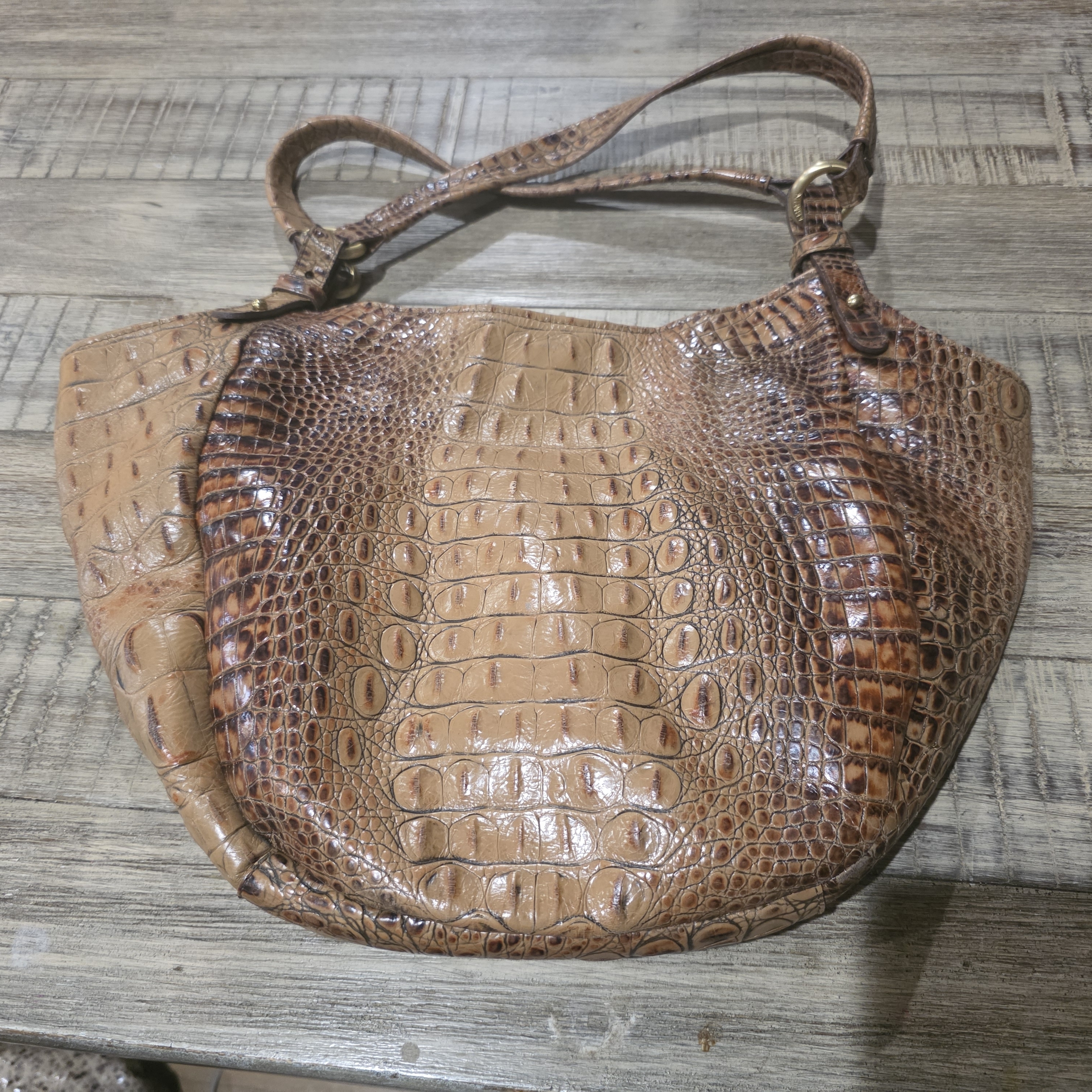 Elegant Brown Crocodile Pattern Womens Bag